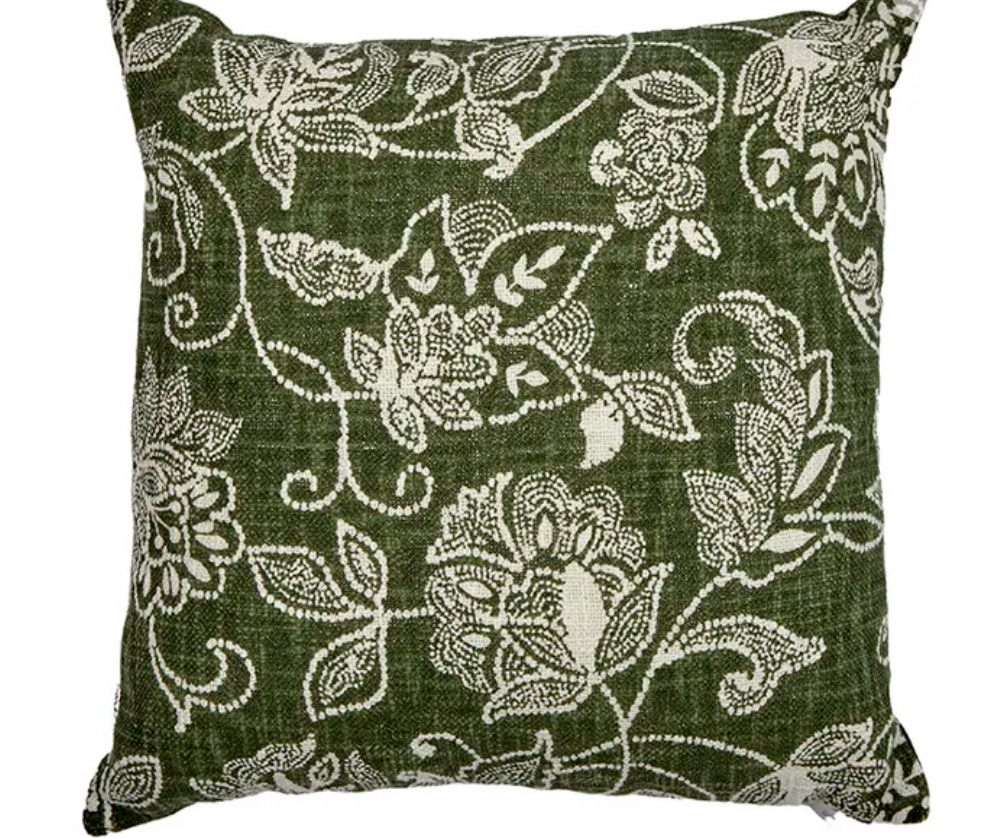 Green/Ivory Cotton Cushion