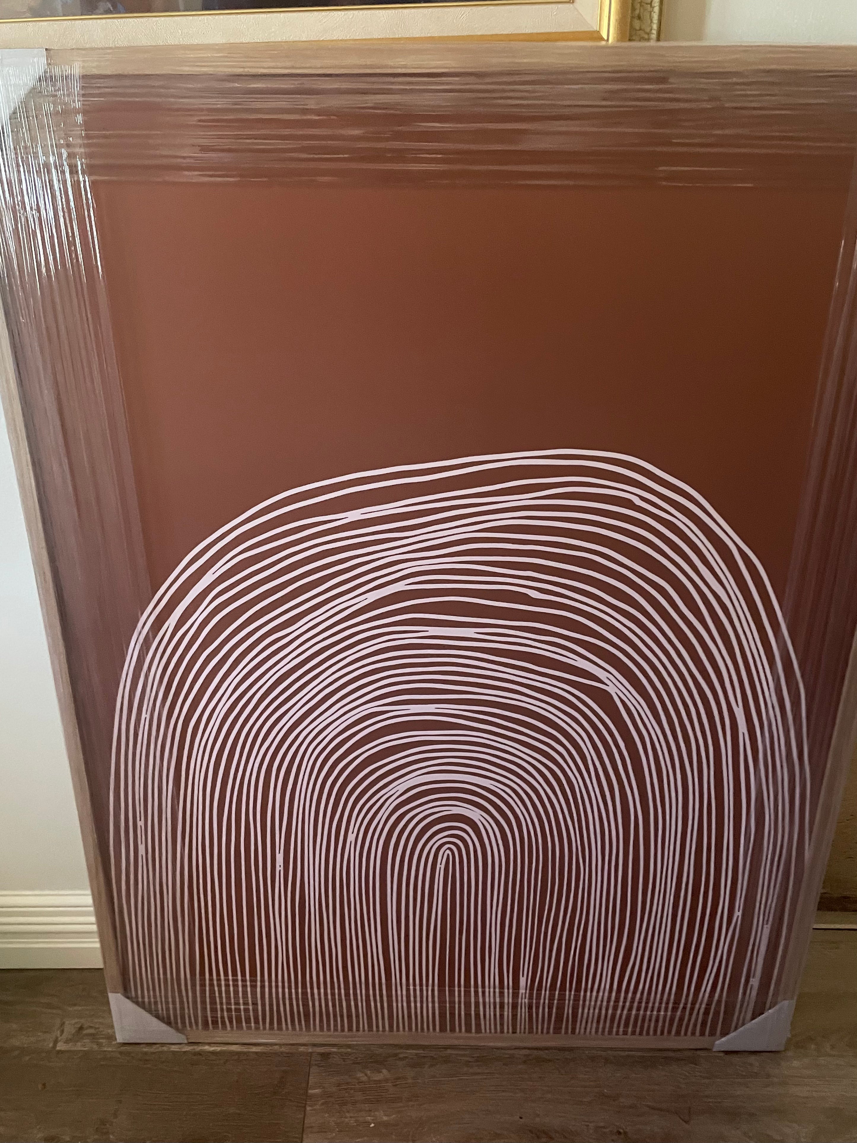 (HIRED) Framed Swirled Lines in Tan - Print C