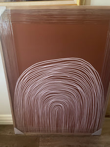 (HIRED) Framed Swirled Lines in Tan - Print C