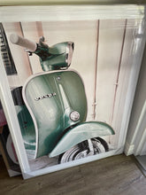 Load image into Gallery viewer, Framed Moped in Light Green
