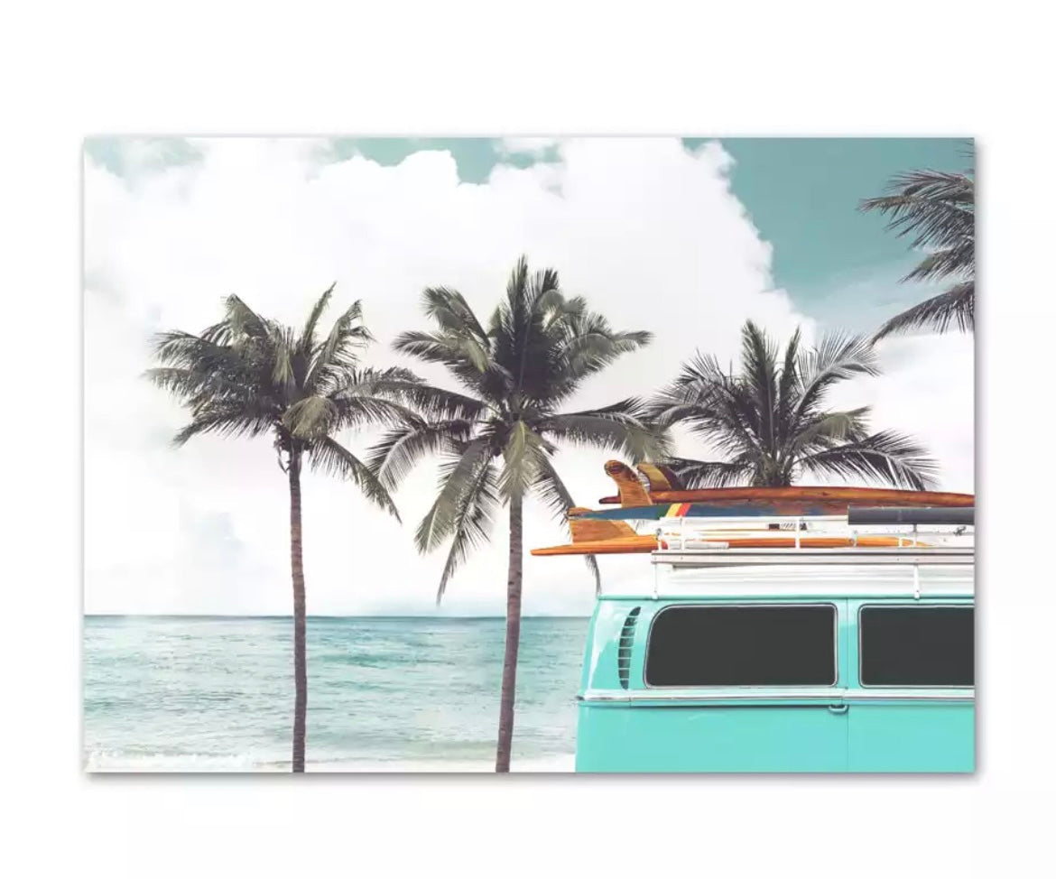 (HIRED) Framed - Beach Kombi  - Print A