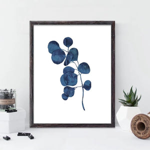Framed Blue Leaves - Print B