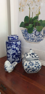 amptons Style Blue and White Porcelain Bird