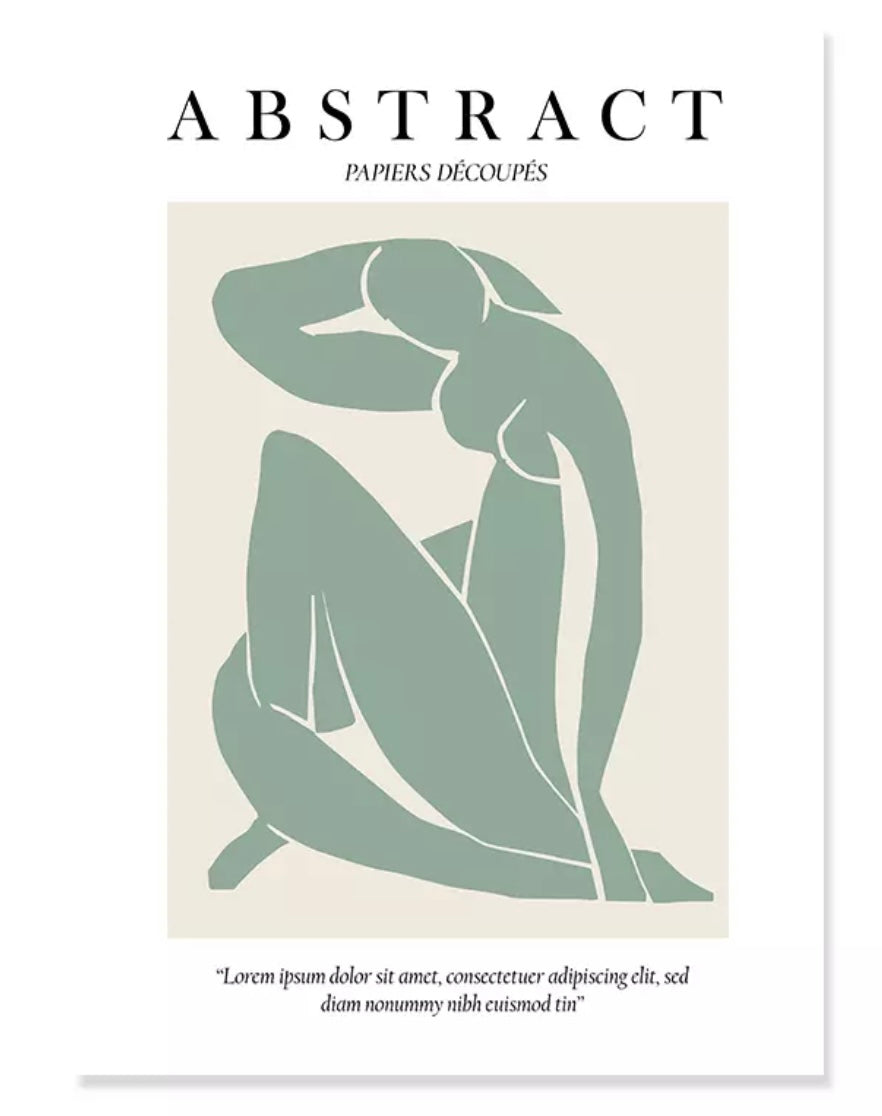Framed Abstract Feminine in Teal