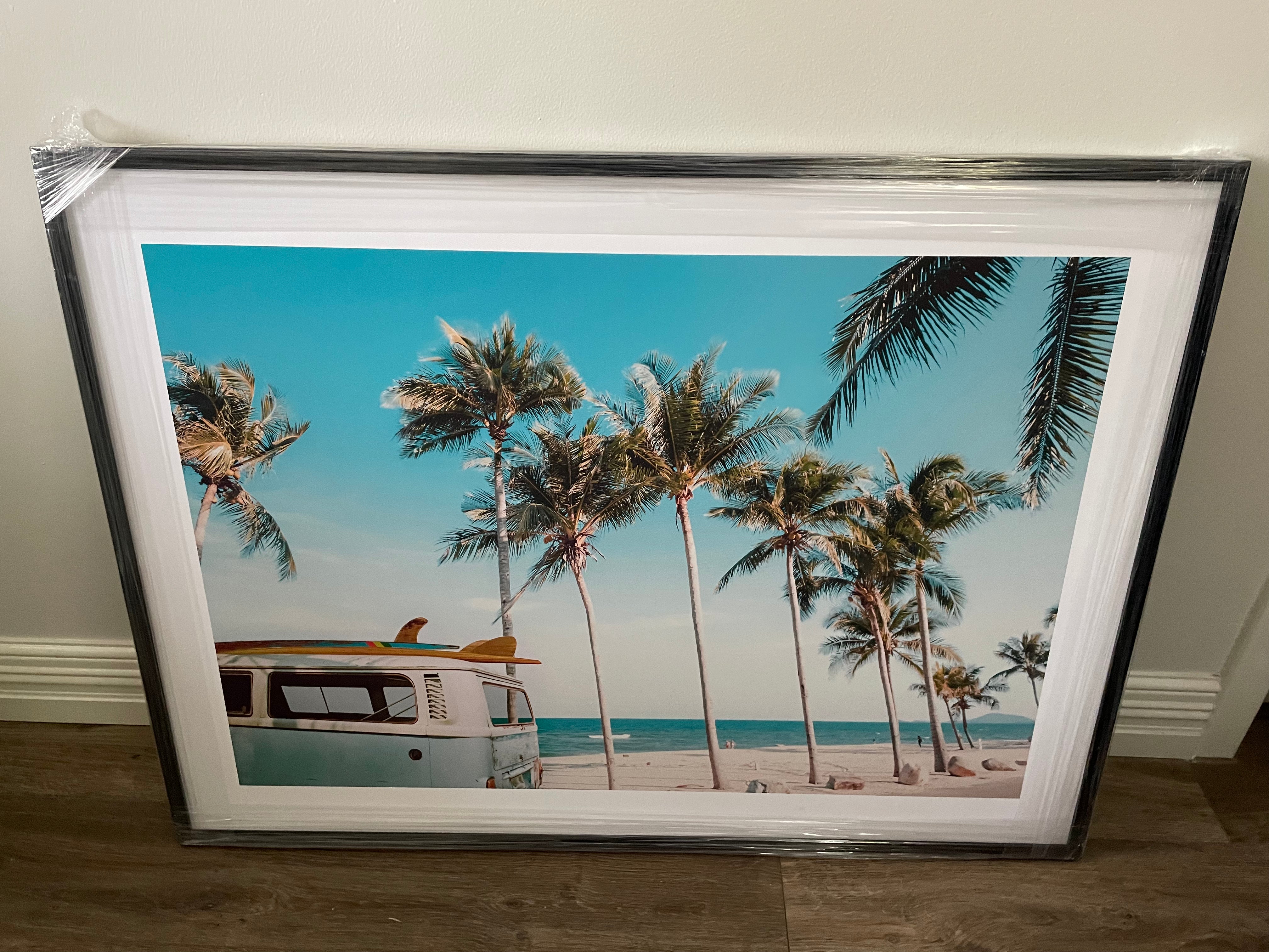 (HIRED) Framed Beach Kombi  - Print  B